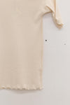 BASERANGE Round neck ruffled ribbed cotton T-shirt TOPA series collection France BAS-TOPA-WA-WI22-MI Beige TOPA-RB-000